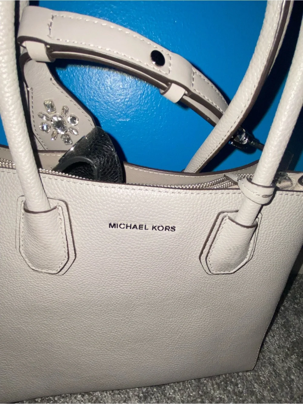Michael Kors Light Taupe Leather Shoulder Bag
